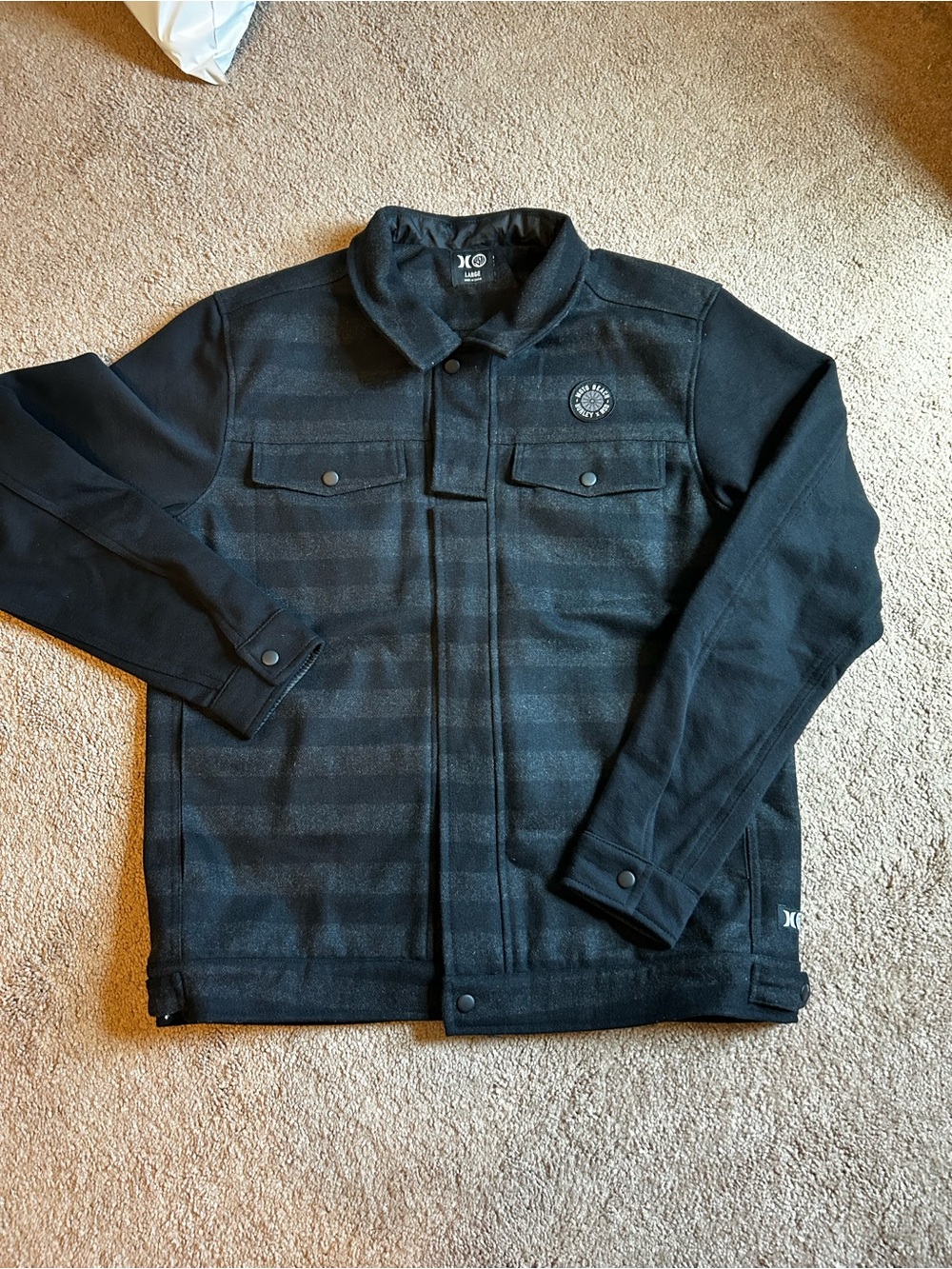 Hurley Black Striped Lightweight Trucker Jacket